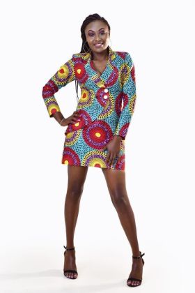 African Print Blazer Mini Dress