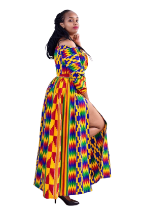 African Set Long Sleeve Maxi Dress