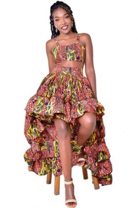 African Print Set High-Low Dress