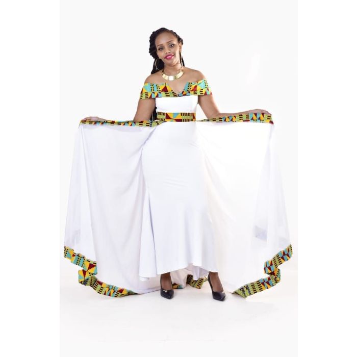 African Print Off the Shoulder Maxi Dress
